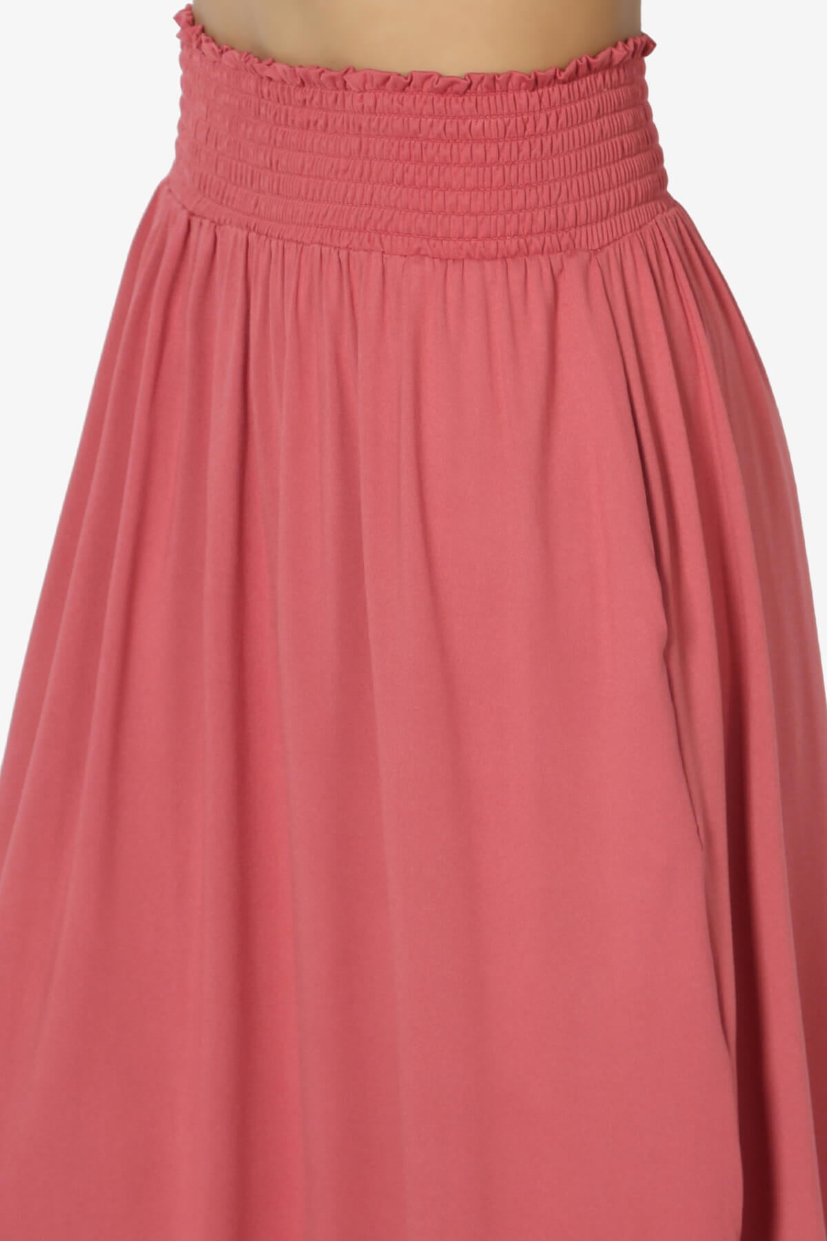 Alisah Smocked Waist Pocket Slit Maxi Skirt CRANBERRY_5