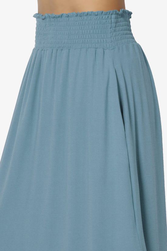 Load image into Gallery viewer, Alisah Smocked Waist Pocket Slit Maxi Skirt DENIM BLUE_5

