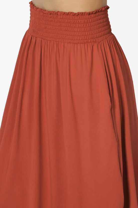 Load image into Gallery viewer, Alisah Smocked Waist Pocket Slit Maxi Skirt RUST_5
