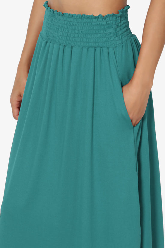 Load image into Gallery viewer, Alisah Smocked Waist Pocket Slit Maxi Skirt TEAL_5
