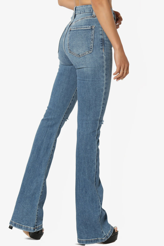 Load image into Gallery viewer, Aliyah Super High Rise Flare Jeans in LIVLY MEDIUM_4
