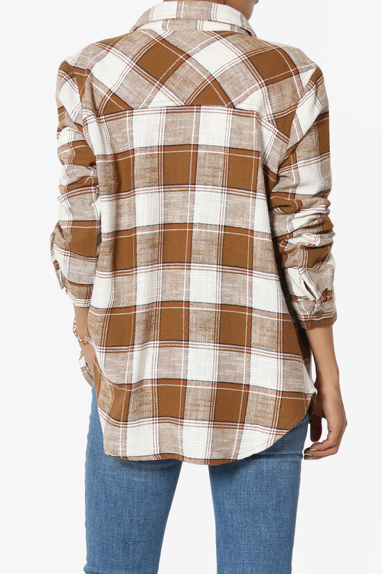 Load image into Gallery viewer, Allegra Plaid Flannel Button Down Shirt CAMEL_2
