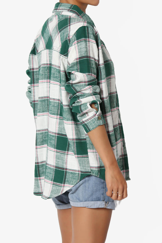 Allegra Plaid Flannel Button Down Shirt DARK GREEN_4