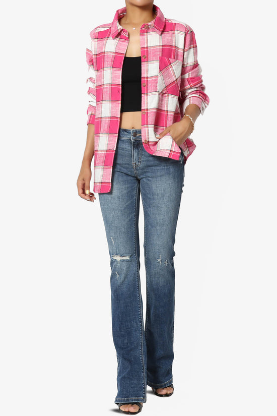 Load image into Gallery viewer, Allegra Plaid Flannel Button Down Shirt FUCHSIA_6
