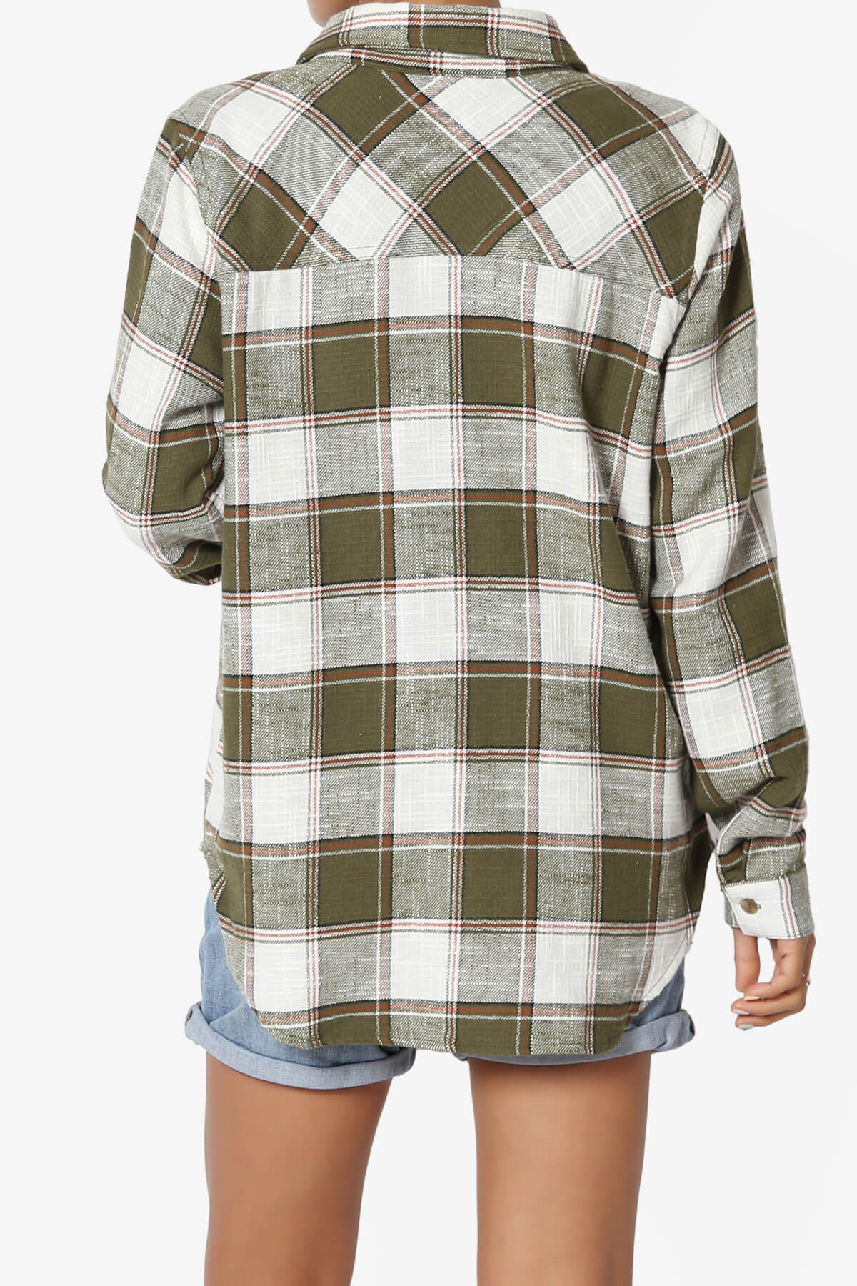 Load image into Gallery viewer, Allegra Plaid Flannel Button Down Shirt OLIVE_2
