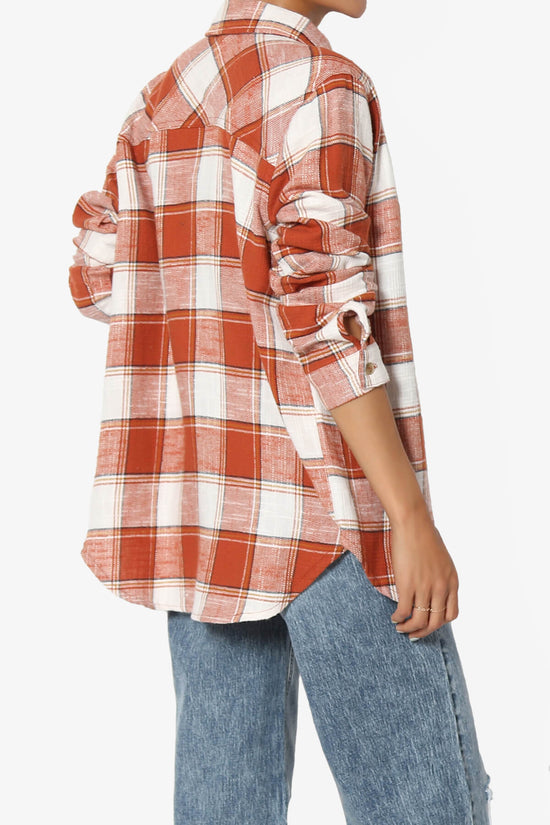 Load image into Gallery viewer, Allegra Plaid Flannel Button Down Shirt RUST_4
