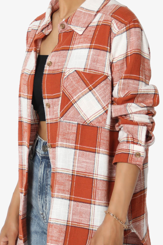 Load image into Gallery viewer, Allegra Plaid Flannel Button Down Shirt RUST_5

