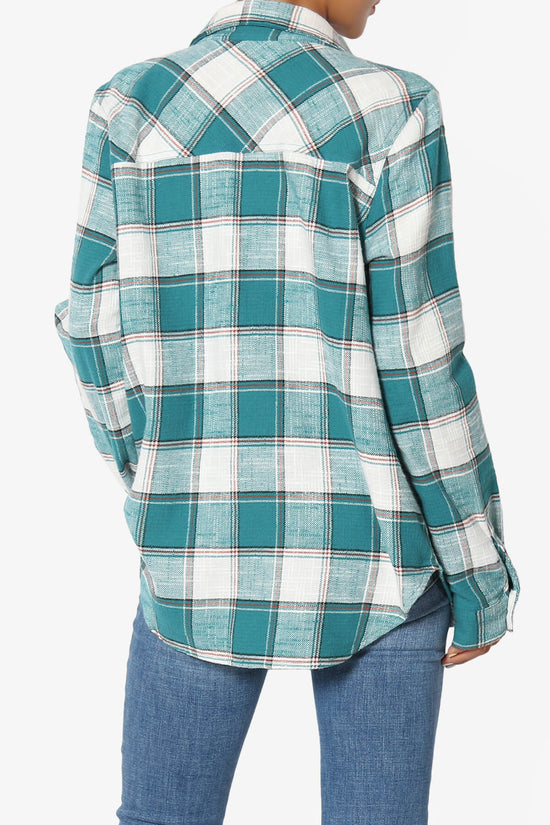 Load image into Gallery viewer, Allegra Plaid Flannel Button Down Shirt TEAL_2
