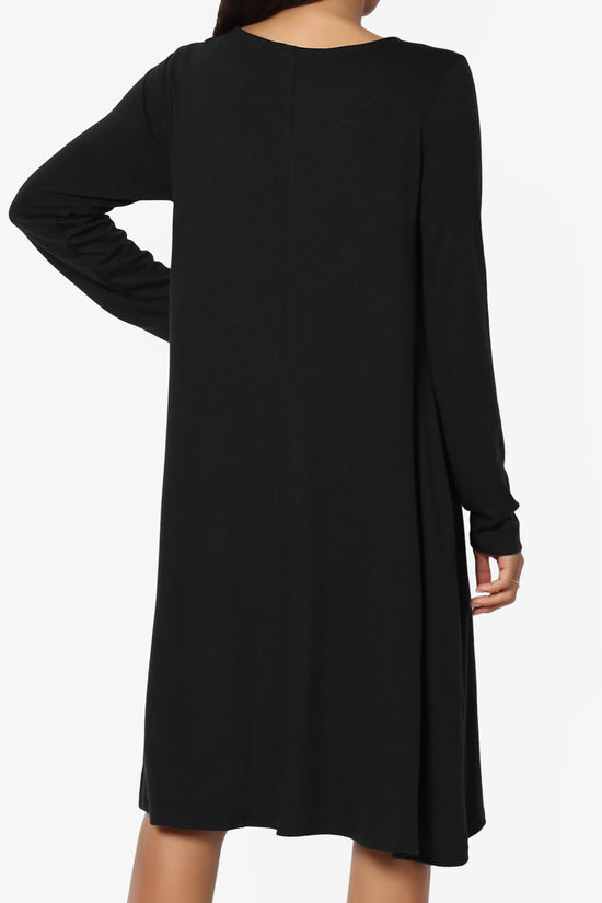 Load image into Gallery viewer, Allie Long Sleeve Jersey A-Line Dress BLACK_2
