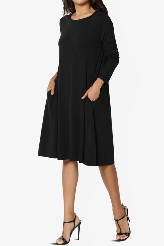 Allie Long Sleeve Jersey A-Line Dress BLACK_3