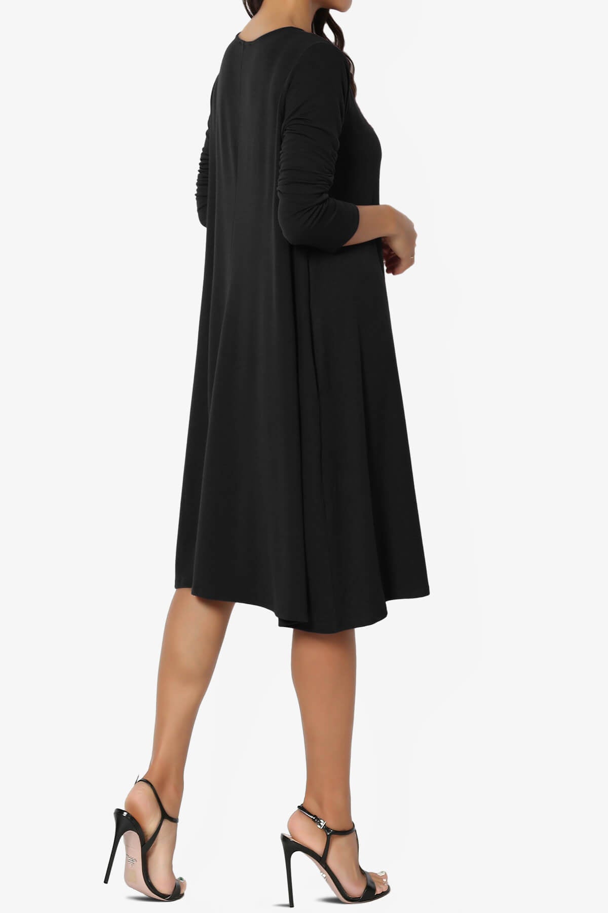 Allie Long Sleeve Jersey A-Line Dress BLACK_4
