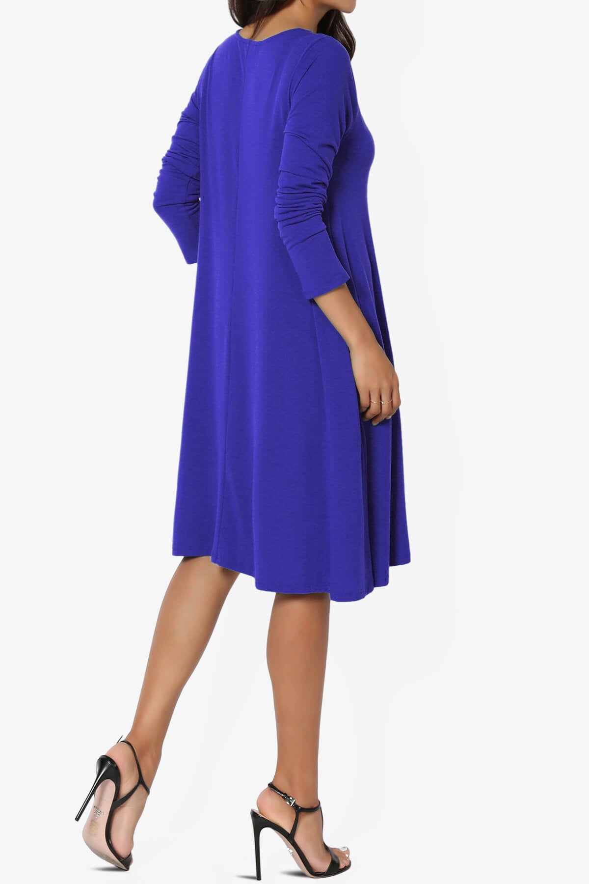 Allie Long Sleeve Jersey A-Line Dress BRIGHT BLUE_4