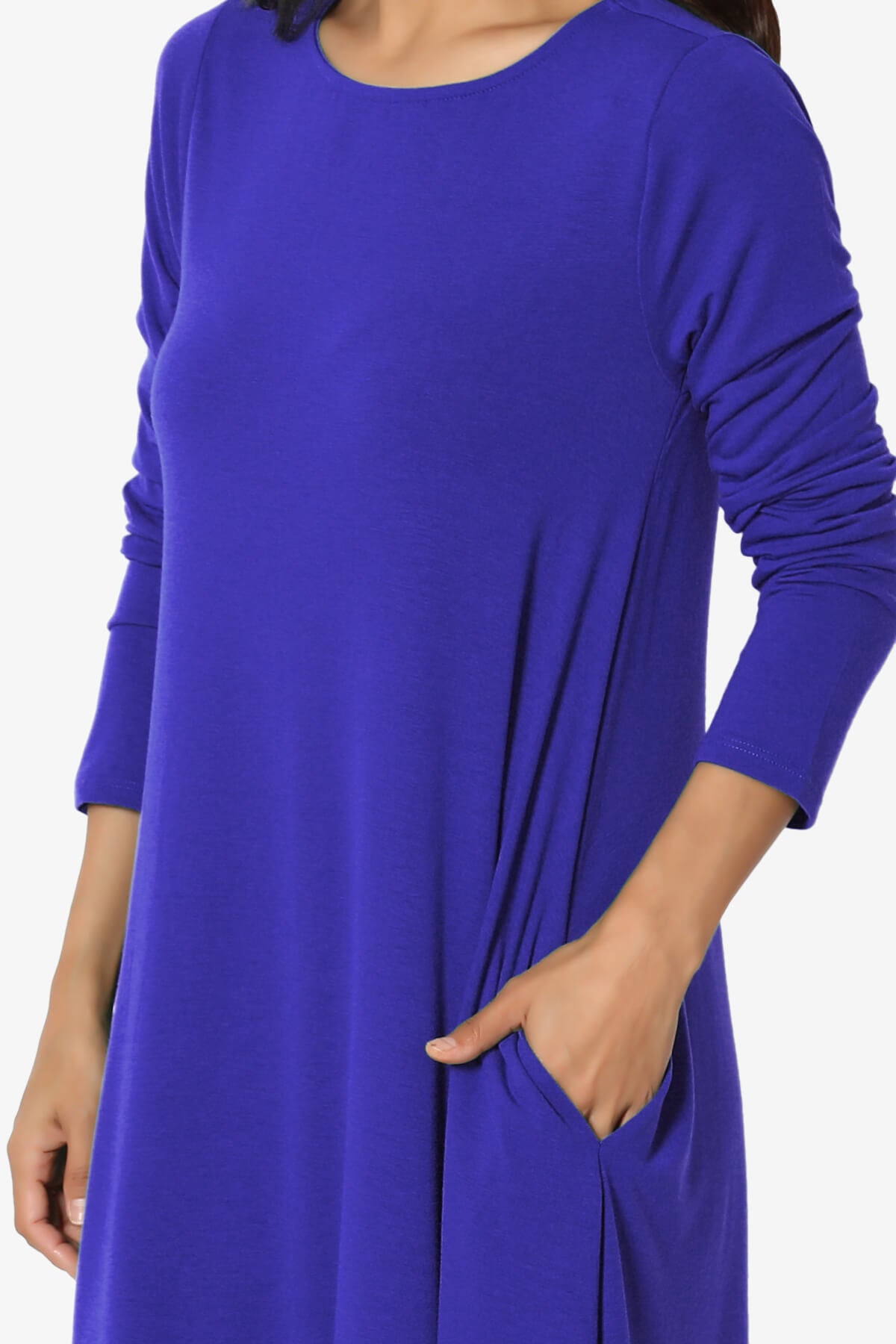 Allie Long Sleeve Jersey A-Line Dress BRIGHT BLUE_5