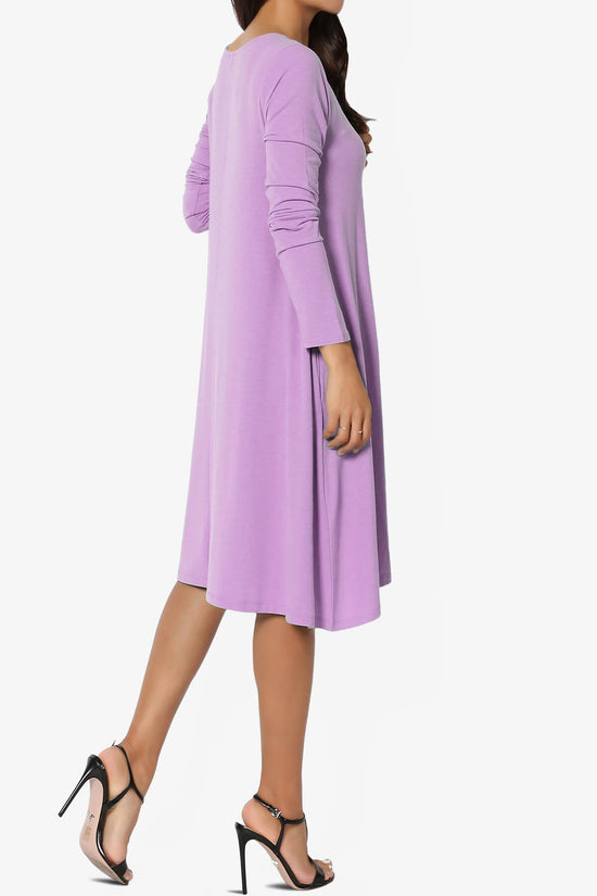 Allie Long Sleeve Jersey A-Line Dress BRIGHT LAVENDER_4