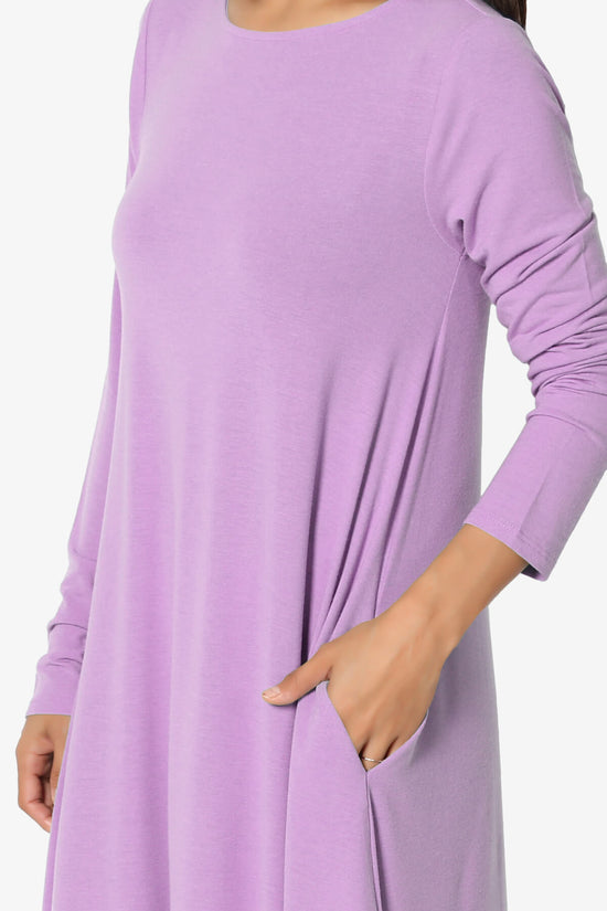 Allie Long Sleeve Jersey A-Line Dress BRIGHT LAVENDER_5