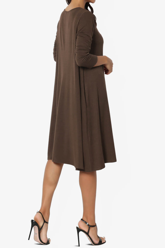 Allie Long Sleeve Jersey A-Line Dress BROWN_4