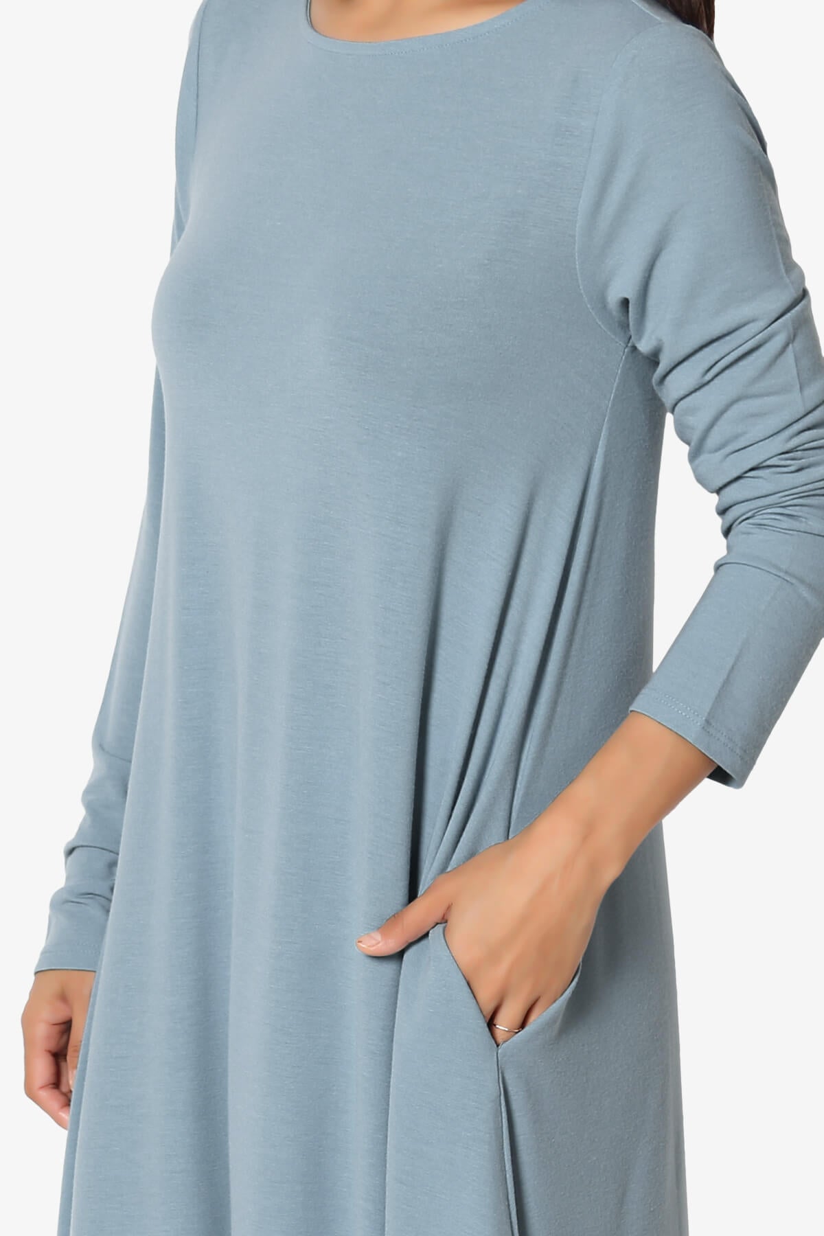 Load image into Gallery viewer, Allie Long Sleeve Jersey A-Line Dress CEMENT_5

