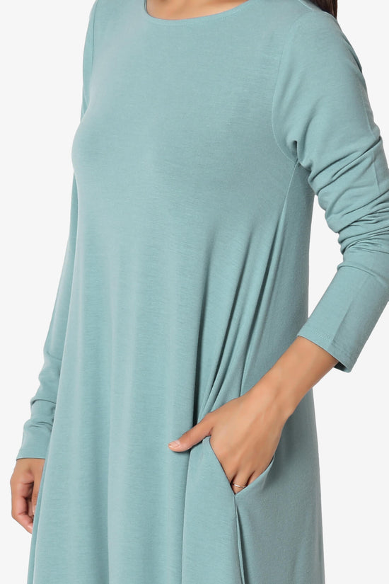 Load image into Gallery viewer, Allie Long Sleeve Jersey A-Line Dress DUSTY BLUE_5
