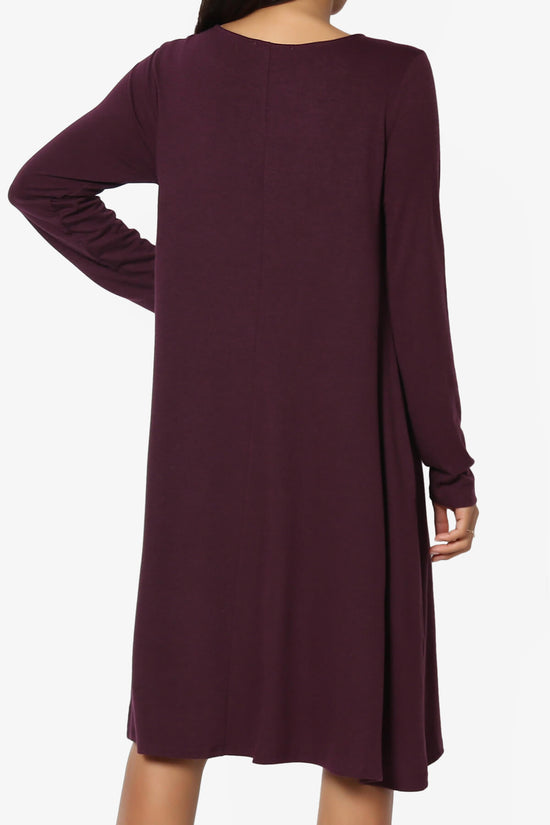 Load image into Gallery viewer, Allie Long Sleeve Jersey A-Line Dress DUSTY PLUM_2
