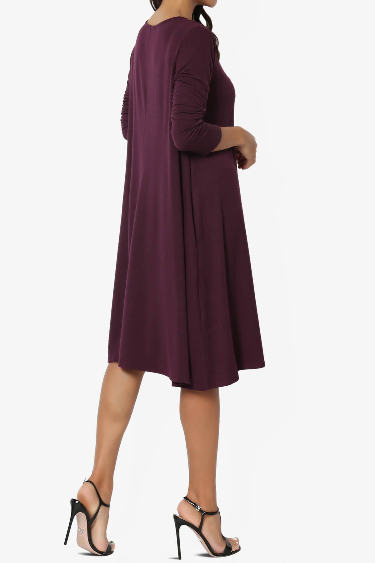 Allie Long Sleeve Jersey A-Line Dress DUSTY PLUM_4