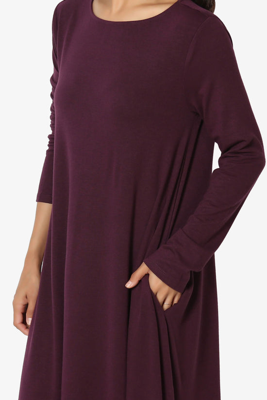 Load image into Gallery viewer, Allie Long Sleeve Jersey A-Line Dress DUSTY PLUM_5
