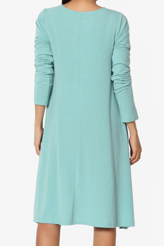 Load image into Gallery viewer, Allie Long Sleeve Jersey A-Line Dress DUSTY TEAL_2
