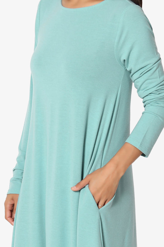 Load image into Gallery viewer, Allie Long Sleeve Jersey A-Line Dress DUSTY TEAL_5
