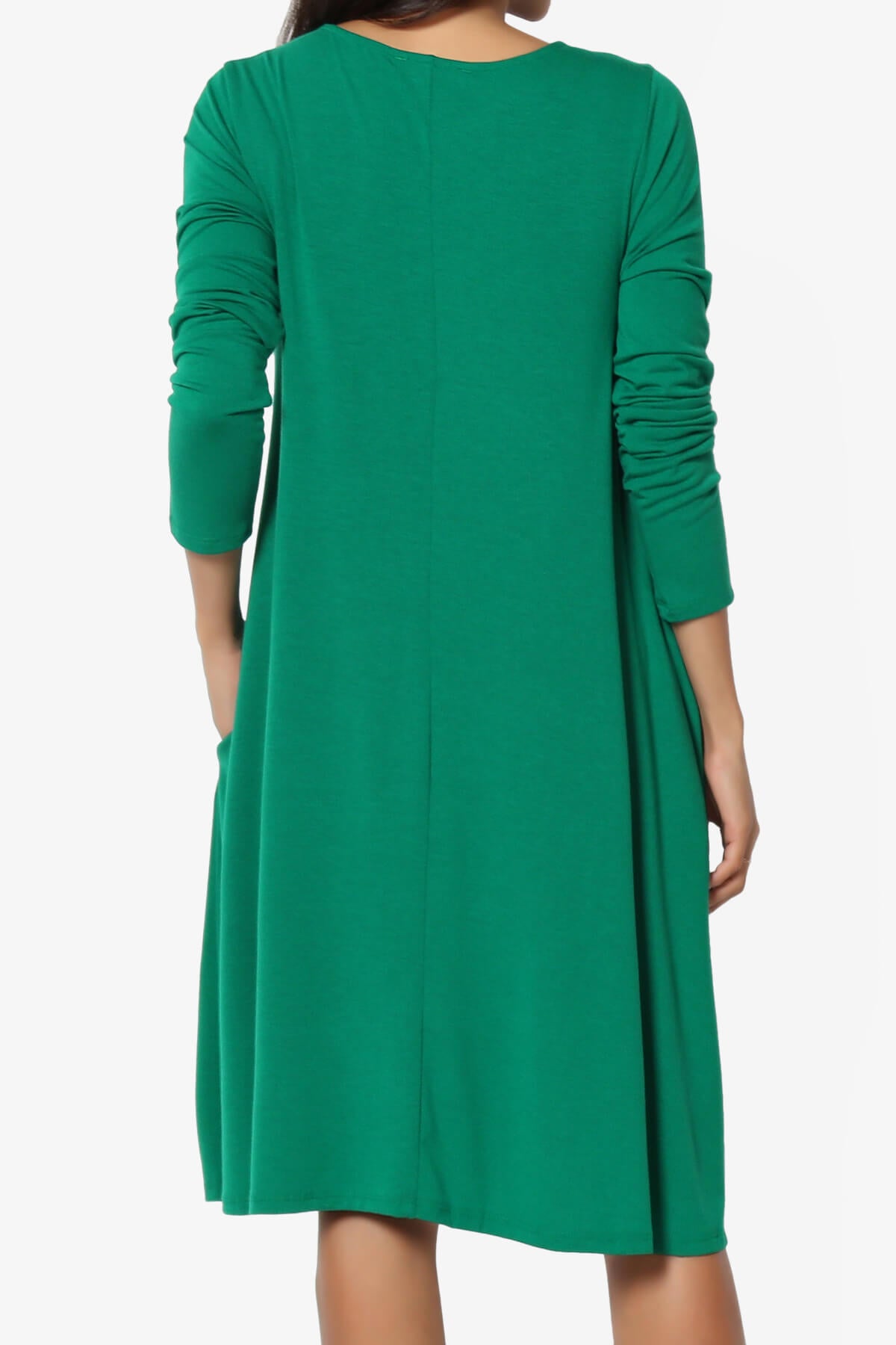 Allie Long Sleeve Jersey A-Line Dress FOREST GREEN_2