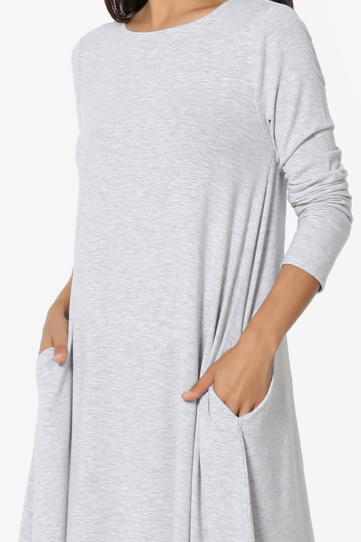 Load image into Gallery viewer, Allie Long Sleeve Jersey A-Line Dress HEATHER GREY_5
