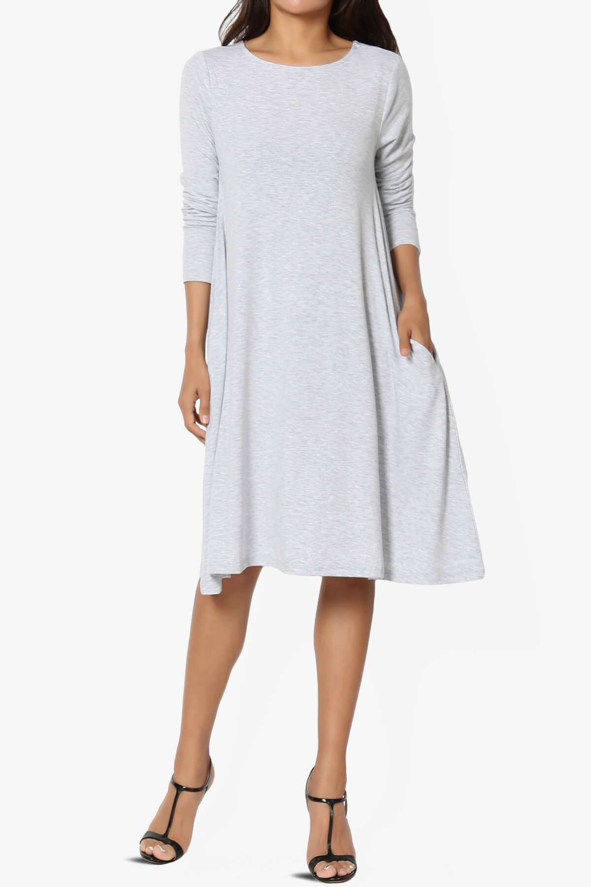 Allie Long Sleeve Jersey A-Line Dress HEATHER GREY_6