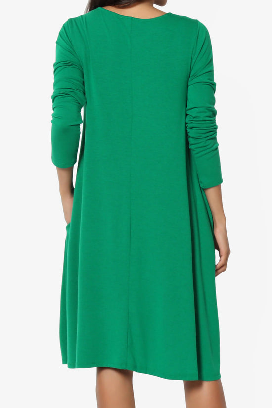 Load image into Gallery viewer, Allie Long Sleeve Jersey A-Line Dress KELLY GREEN_2
