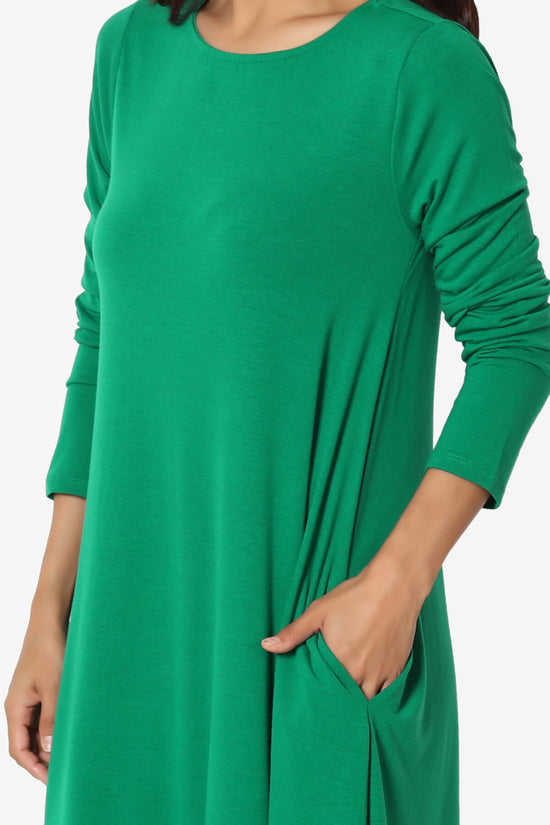 Load image into Gallery viewer, Allie Long Sleeve Jersey A-Line Dress KELLY GREEN_5
