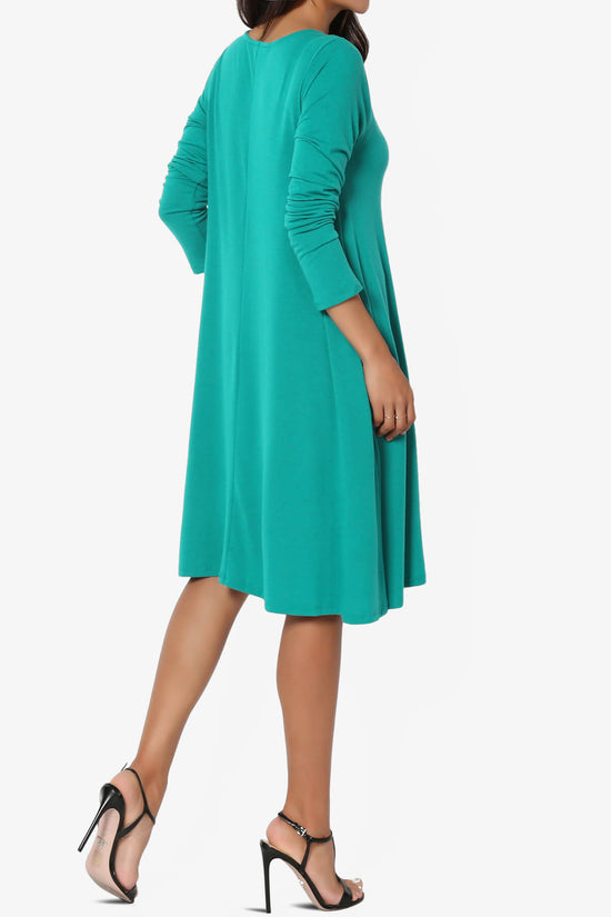 Load image into Gallery viewer, Allie Long Sleeve Jersey A-Line Dress LT TEAL_4
