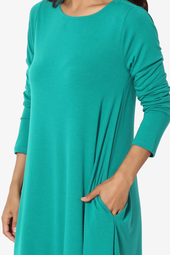 Load image into Gallery viewer, Allie Long Sleeve Jersey A-Line Dress LT TEAL_5
