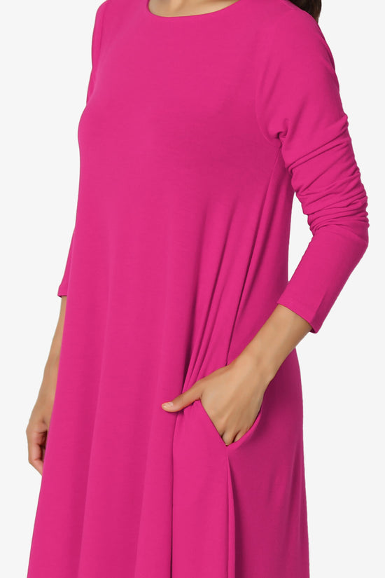 Allie Long Sleeve Jersey A-Line Dress MAGENTA_5