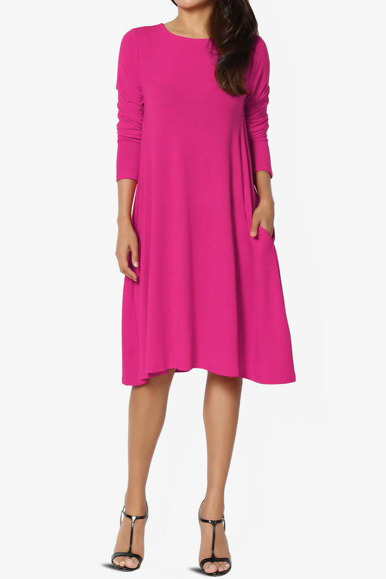 Allie Long Sleeve Jersey A-Line Dress MAGENTA_6