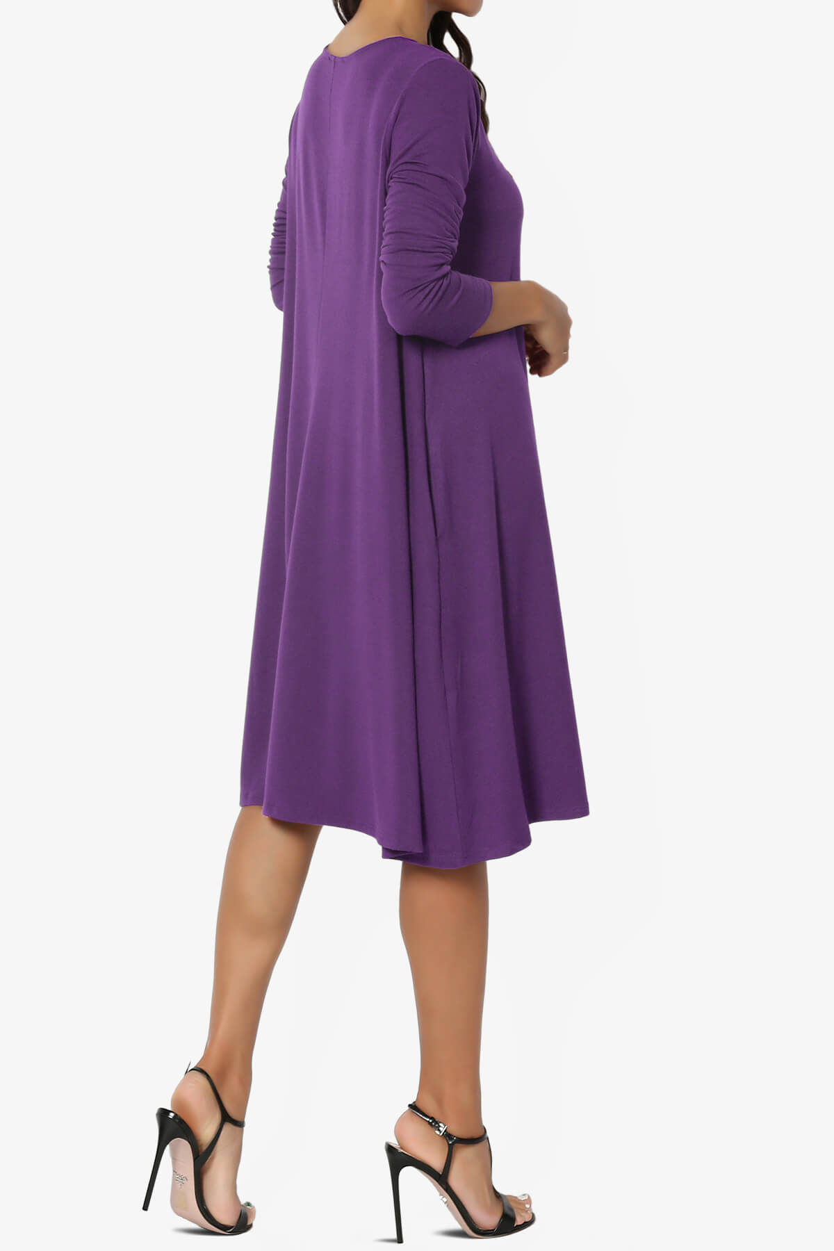 Allie Long Sleeve Jersey A-Line Dress PURPLE_4