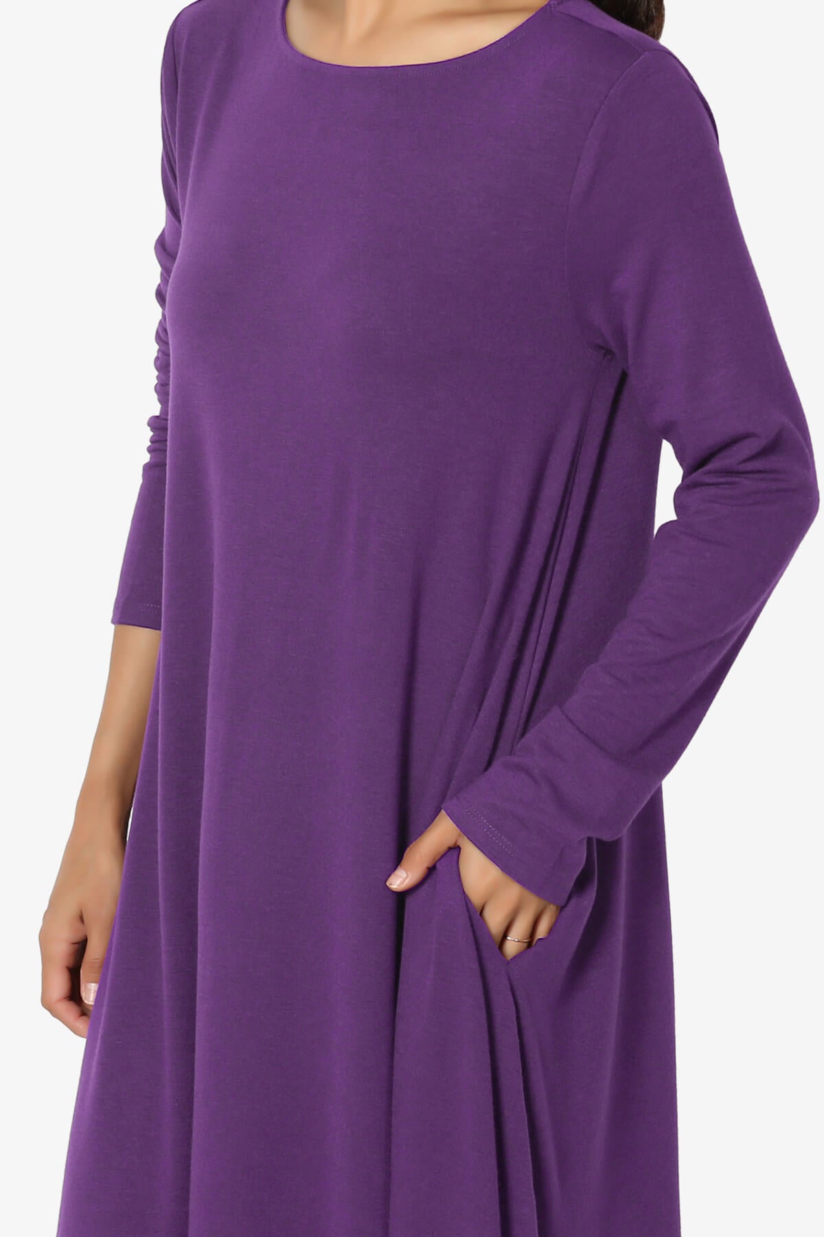 Load image into Gallery viewer, Allie Long Sleeve Jersey A-Line Dress PURPLE_5
