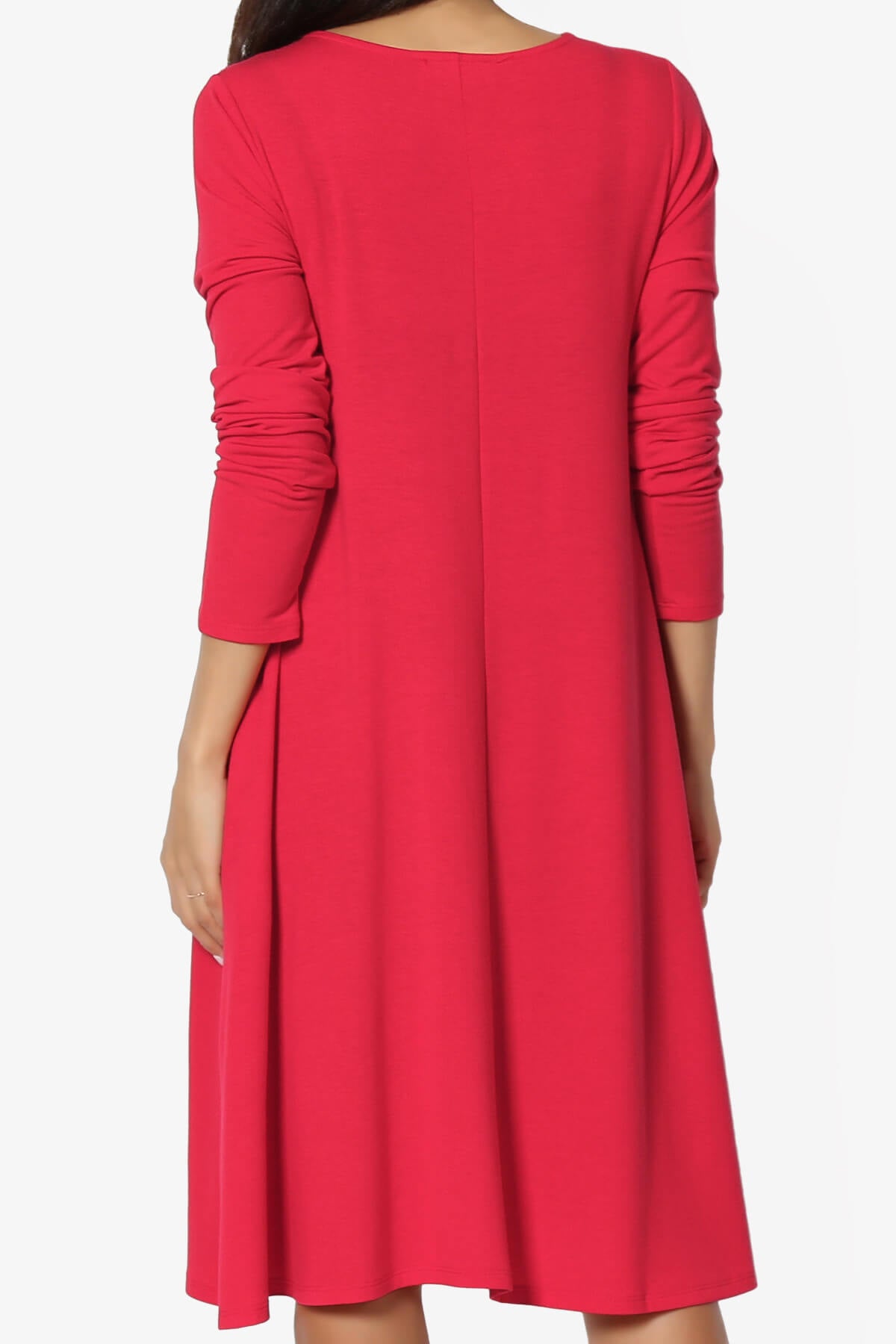 Allie Long Sleeve Jersey A-Line Dress RED_2