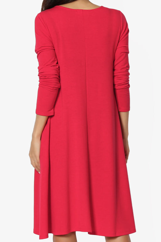 Allie Long Sleeve Jersey A-Line Dress RED_2