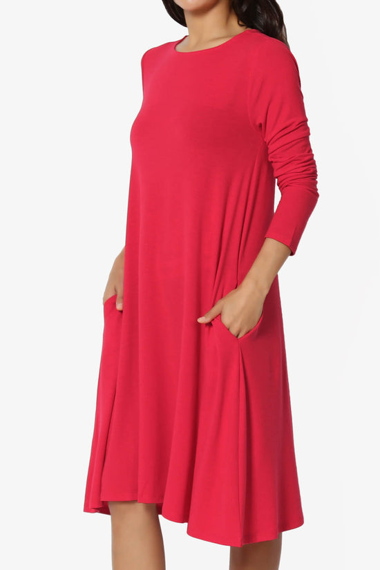 Allie Long Sleeve Jersey A-Line Dress RED_3