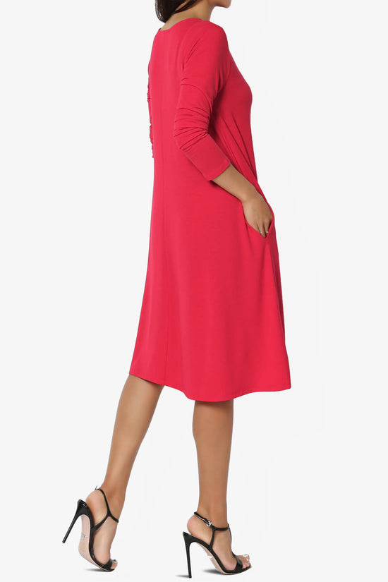 Allie Long Sleeve Jersey A-Line Dress RED_4