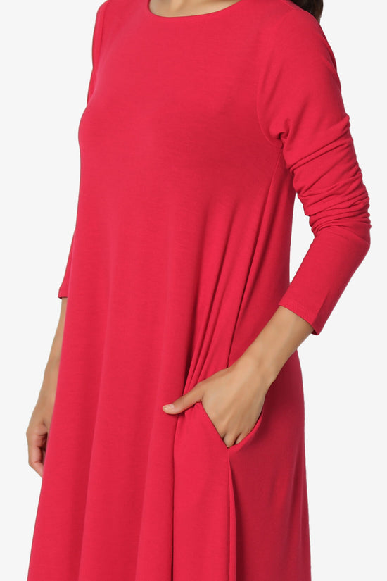 Allie Long Sleeve Jersey A-Line Dress RED_5