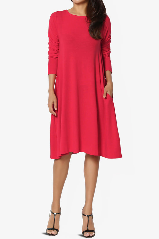 Allie Long Sleeve Jersey A-Line Dress RED_6