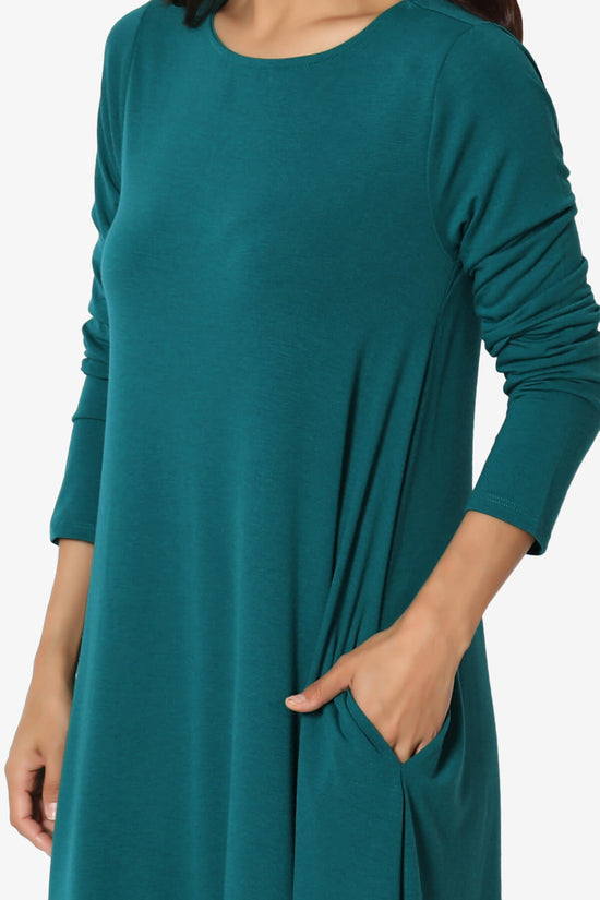 Load image into Gallery viewer, Allie Long Sleeve Jersey A-Line Dress TEAL_5
