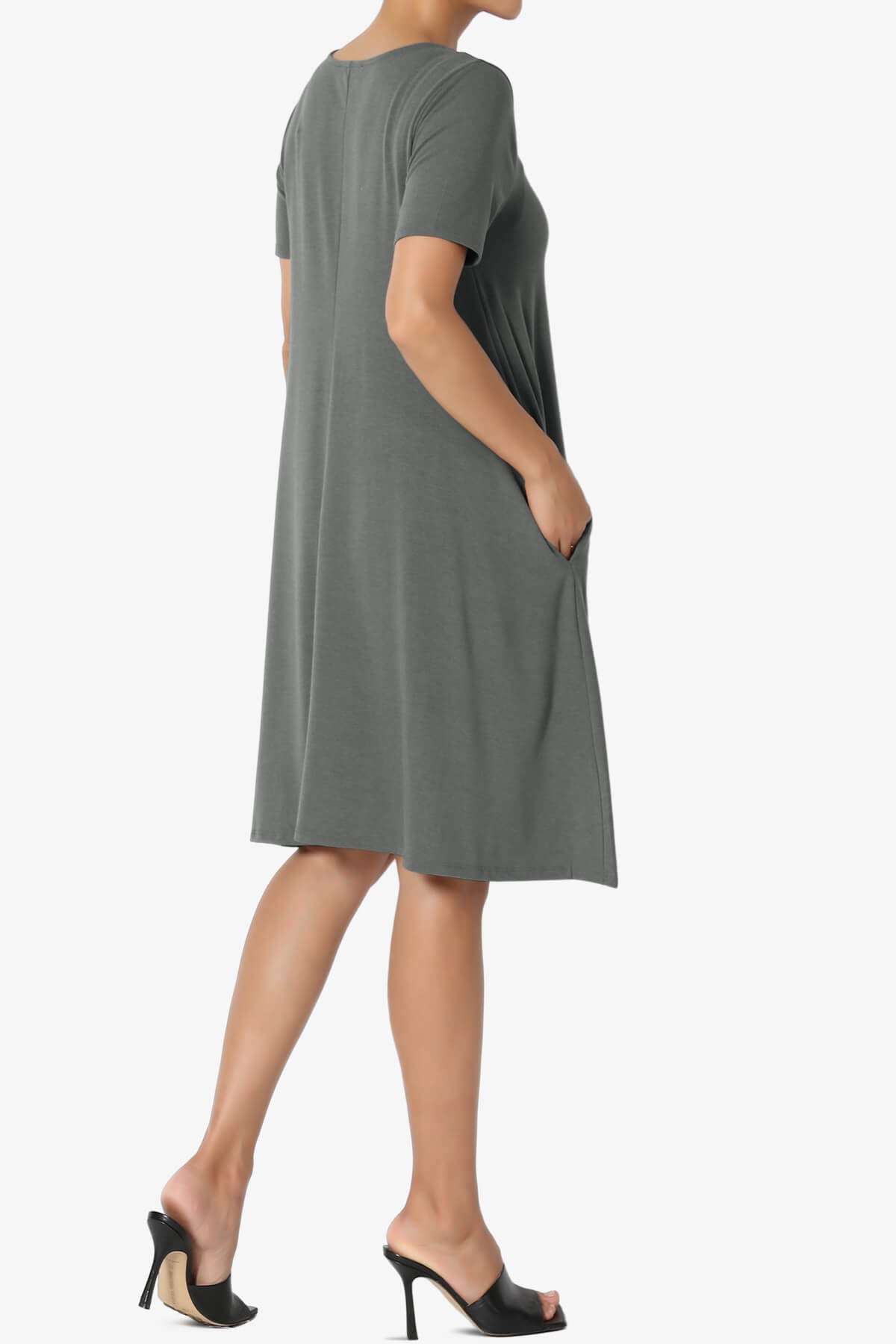 Allie Short Sleeve Jersey A-Line Dress ASH GREY_4