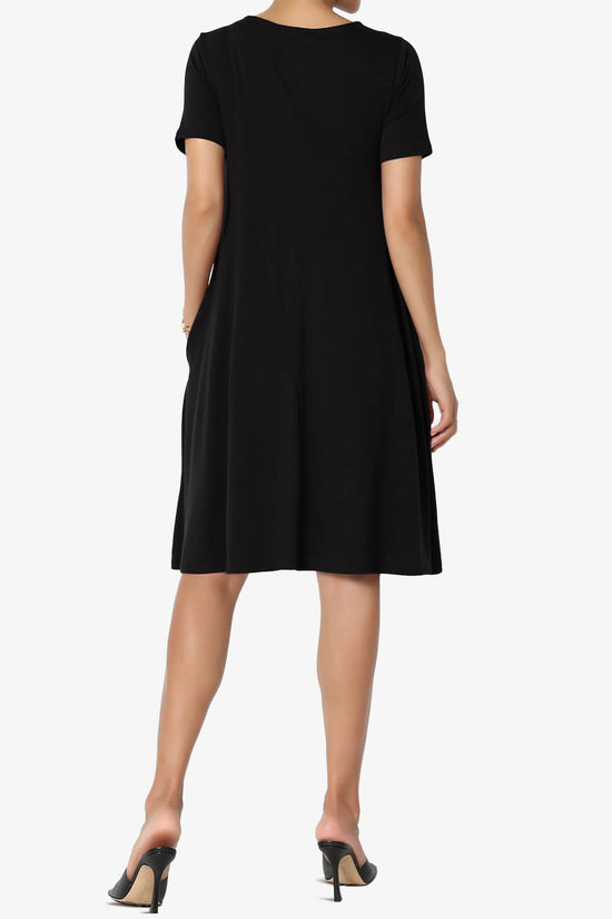 Allie Short Sleeve Jersey A-Line Dress BLACK_2