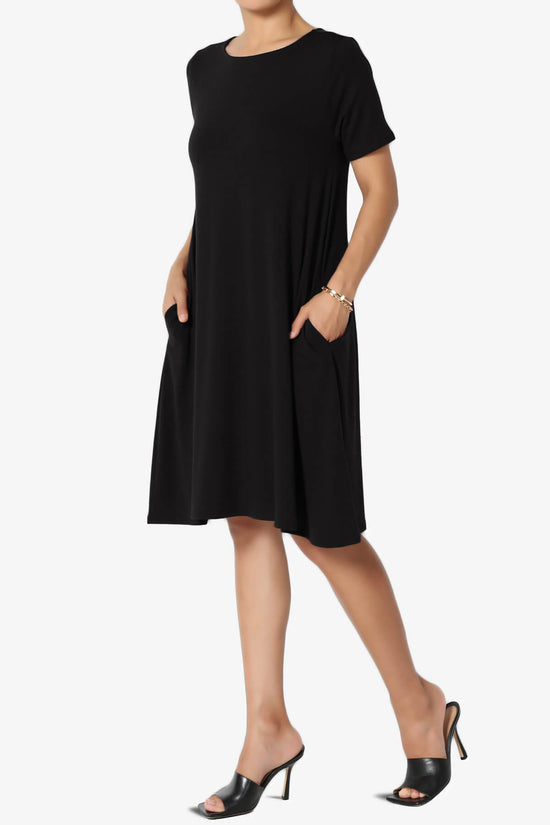Allie Short Sleeve Jersey A-Line Dress BLACK_3