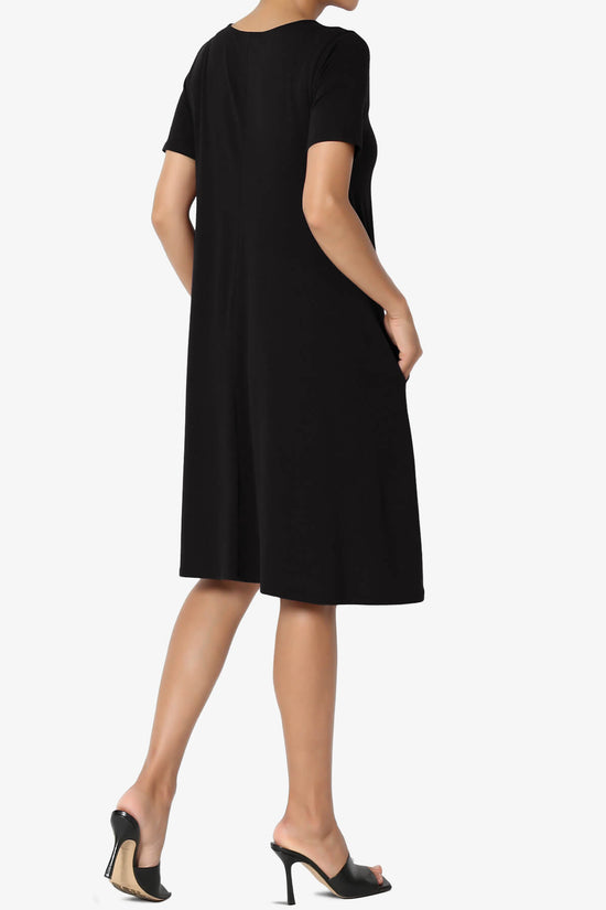Allie Short Sleeve Jersey A-Line Dress BLACK_4