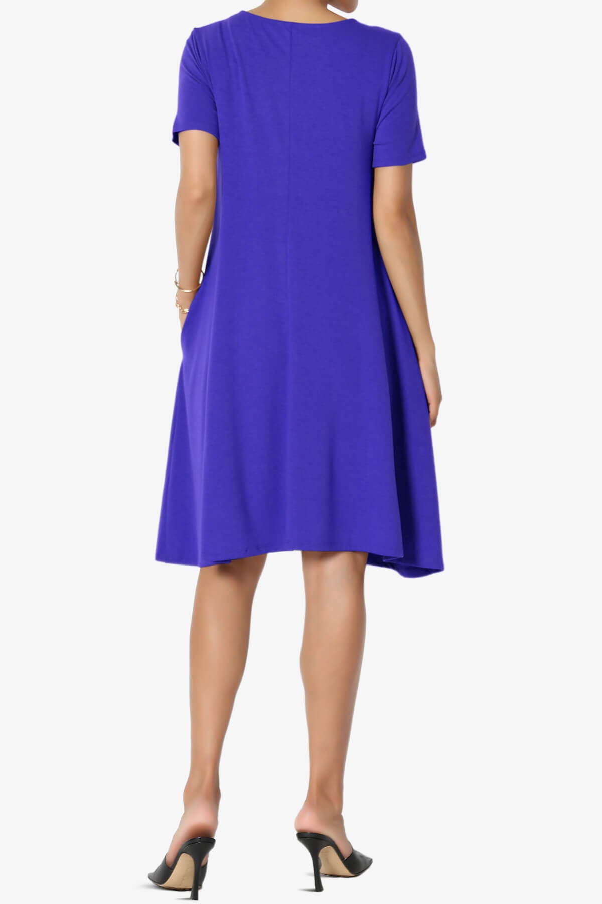 Allie Short Sleeve Jersey A-Line Dress BRIGHT BLUE_2